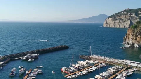Panoramic view on Gulf of Naples and Mount Vesuvius from Piano di Sorrento, Stock Footage 150554393