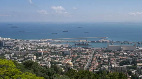 Panoramic View of Haifa, Timelaps Stock Footage 51384361