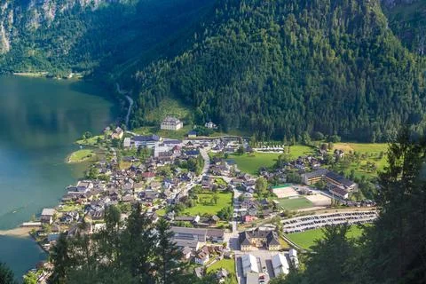 Panoramic view of Hallstatt, Austria Stock-Fotos