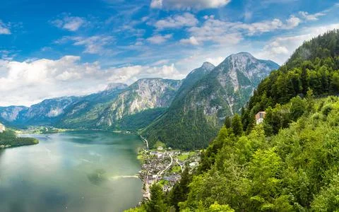 Panoramic view of Hallstatt, Austria Stock Photos