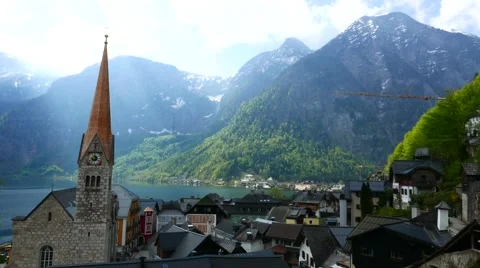 Panoramic view on Hallstatt Stock Footage 53504000