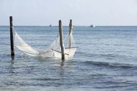 Panoramic view of hammocks on the sea Fotos de archivo