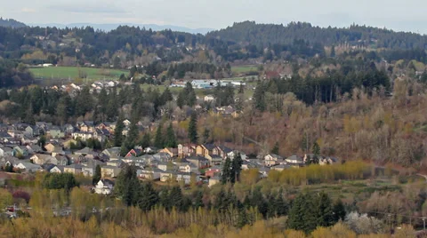 Panoramic View of Happy Valley Oregon Suburb Housing and Homes 1080p Stock Footage 36802343