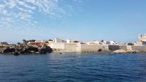 Panoramic view of the harbor on the island of tabarca a day Stock Footage 122218686