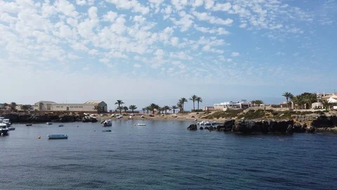 Panoramic view of the harbor on the island of tabarca Stock Footage 122218729