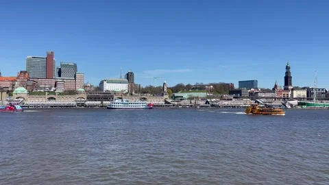 Panoramic view of the harbour of hamburg Stock Footage 228369415