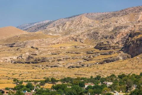 Panoramic view of Hasankeyf mountains Foto stock