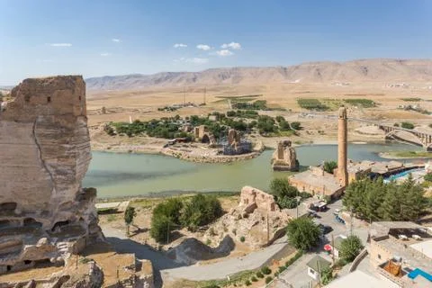 Panoramic view of Hasankeyf, Turkey Stock Photos