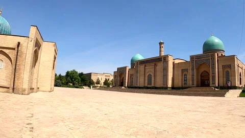 Panoramic view of Hazrati Imam square and Islamic complex in Tashkent Stock Footage 335083470