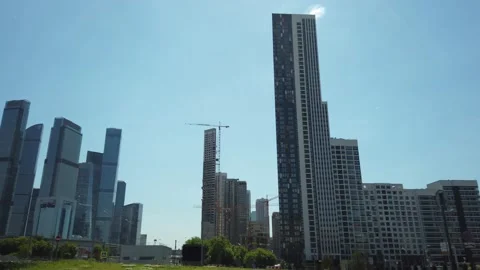 Panoramic view of the Headliner residential complex and Moscow city Video stock 156390291