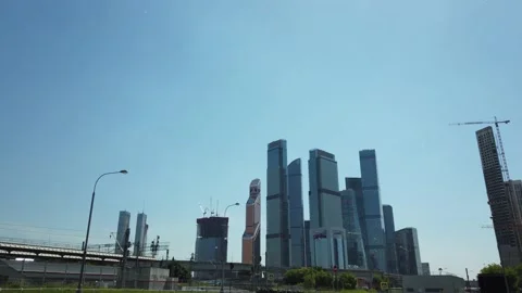 Panoramic view of the Headliner residential complex and Moscow city 2 Video stock 156390365