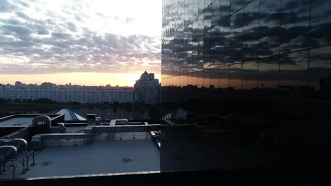 A panoramic view from a height of the city quarters in the center of Minsk Stock Footage 156300771