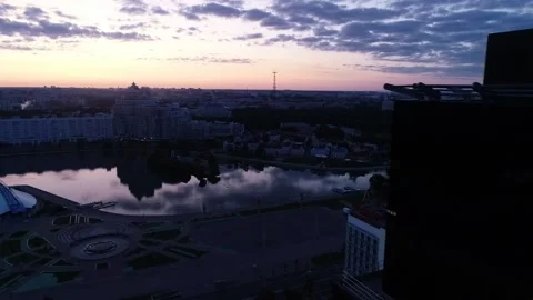 A panoramic view from a height of the city quarters in the center of Minsk, Stock Footage 156300797