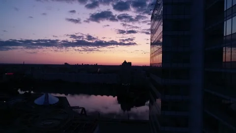 A panoramic view from a height of the city quarters in the center of Minsk, the  Stock Footage 156301062