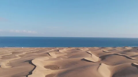 Panoramic view from the height of a natural landmark - sand Sahara in Spain - 動画素材 113231163