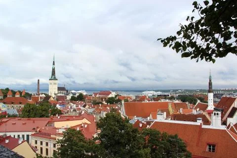 Panoramic view from the height of the old town of Tallinn Stock Photos