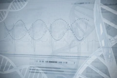 Panoramic view of helix pattern information on device screen Stock Photos
