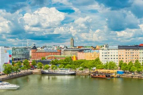Panoramic view of Helsinki with picturesque dramatic sky, Finland Stock Photos