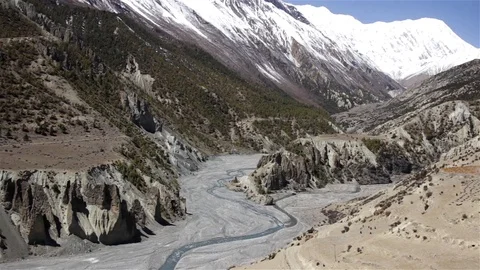 Panoramic view from high mountain on valley Stock Footage 75152952