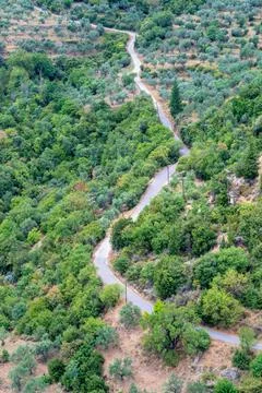 Panoramic view of the highway in mountains Stock Photos