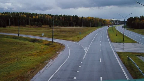 Panoramic view Highway road traffic. Truck TIR transportation cargo Stock Footage 83416360