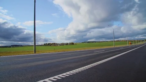 Panoramic view Highway road traffic. Truck TIR transportation cargo Stock Footage 83416465