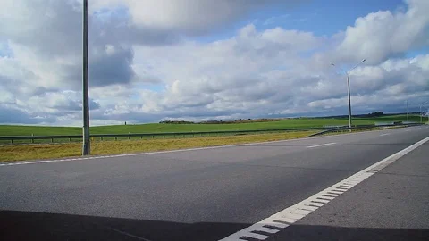 Panoramic view Highway road traffic. Truck TIR transportation cargo Stock Footage 83416517