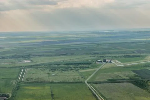 Panoramic view from hill before rain Foto stock
