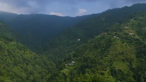 Panoramic view of hills full of nature and greenery Stock Footage 249381712