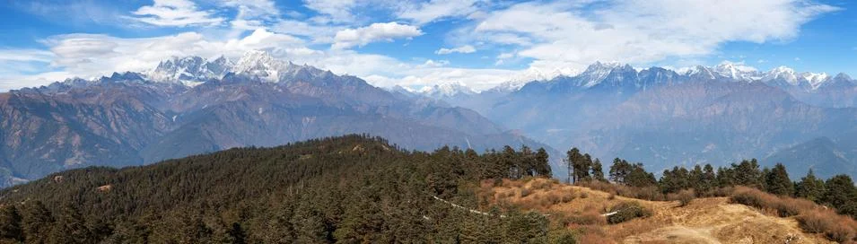Panoramic view of himalayan range Stock Photos