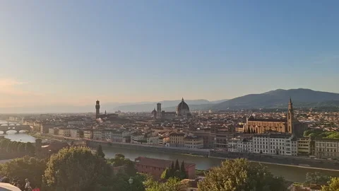 Panoramic view of the historic center of Florence in Tuscany, Italy Stock Footage 344668148