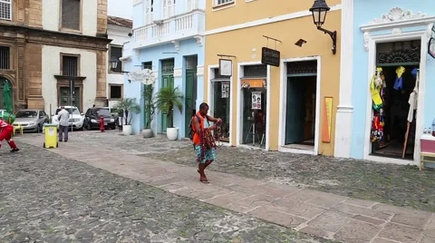 Panoramic View of the Historic Centre (also known as Pelourinho) Stock Footage 44271094