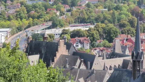 Panoramic View of Historic Marburg, Germany Stock-Footage 343524607