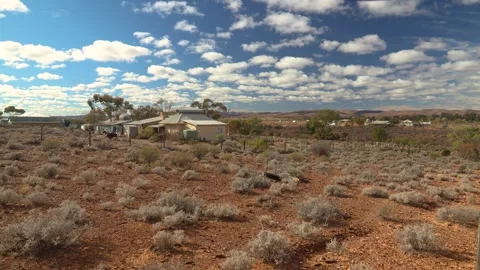 Panoramic View of the Historic Outback Town of Beltana in Australia's Arid Stock Footage 312799189