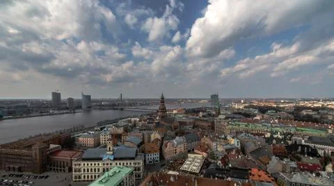Panoramic view of historical part of Riga, Latvia Stock Photos