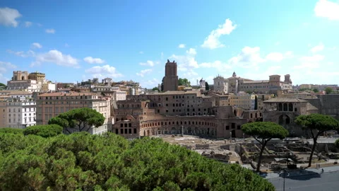 The panoramic view on the historical part of Rome, called Forum Stock Footage 142398985