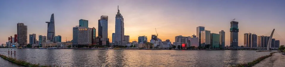 Panoramic view of Ho Chi Minh City skyline from Thu Thiem 스톡 사진