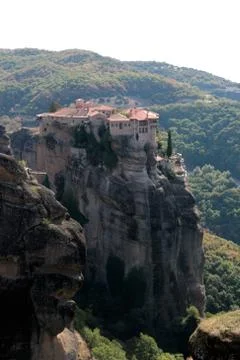 Panoramic view of Holy Monastery of Varlaam placed on the edge of high rock,  Stock Photos