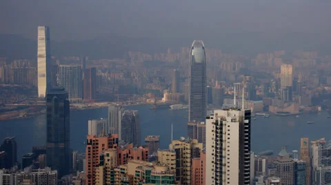 Panoramic view of Hong Kong Stock Footage 34337970