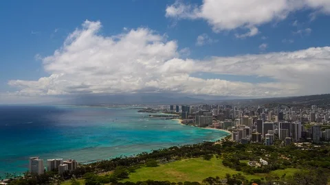 Panoramic View on Honolulu Stock Footage 113391234