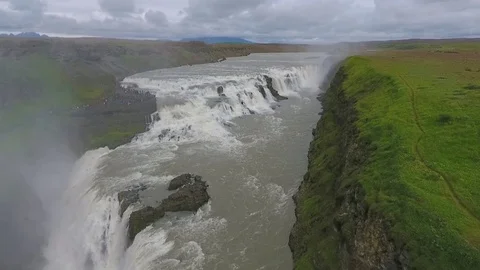 Panoramic view of the huge waterfall in Iceland. Andreev. Video stock 78031667