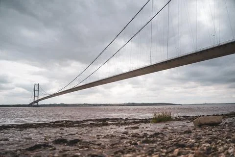 Panoramic view of the Humber Bridge Foto stock