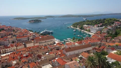 Panoramic View of Hvar Town, Hvar, Croatia Video stock 301685039