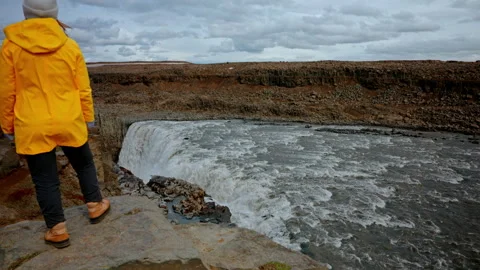 Panoramic view of the iconic Dettifoss waterfall in Iceland. Powerful Stock Footage 265192904