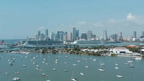 Panoramic view of the iconic Miami skyline in Florida Stock Footage 173731546