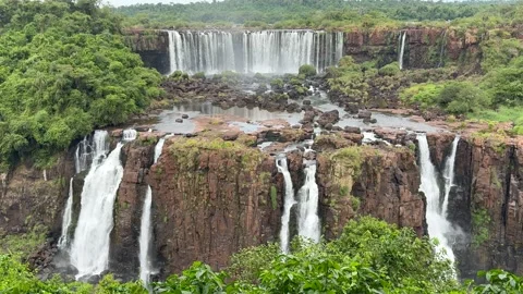 Panoramic View of Iguacu Falls and Cascades in Brazil Stock Footage 339431022
