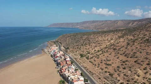 A panoramic view of Imi Ouaddar, north of Taghazout and Agadir, Morocco Stock Footage 242407080