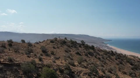A panoramic view of Imi Ouaddar, north of Taghazout and Agadir, Morocco Vídeo Stock 242407094