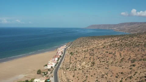 A panoramic view of Imi Ouaddar, north of Taghazout and Agadir, Morocco Video stock 242407171