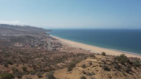 A panoramic view of Imi Ouaddar, north of Taghazout and Agadir, Morocco Stock Footage 242407455